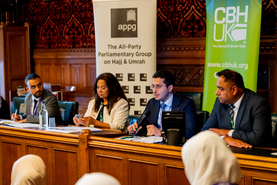 His Excellency Mr Bandar Al Sudairy, Deputy Head of Mission at the Royal Embassy of Saudi Arabia, addresses attendees during the APPG on Hajj & Umrah meeting at the Palace of Westminster.